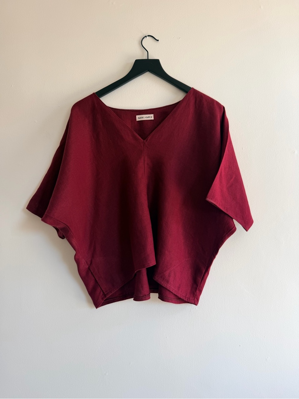 Marled Cape-Sleeve V-Neck Tunic - Deep Wine